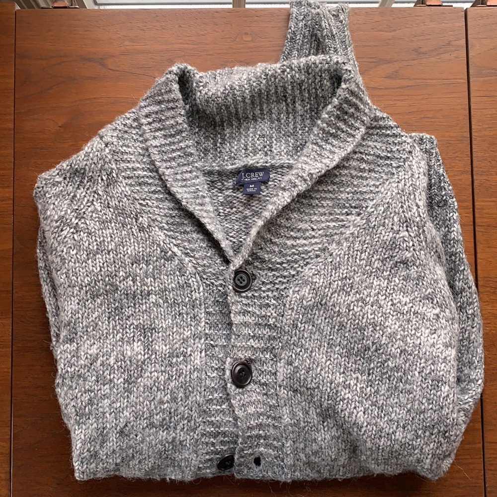 J. Crew Gray Marled Wool Blend Cardigan Men's M